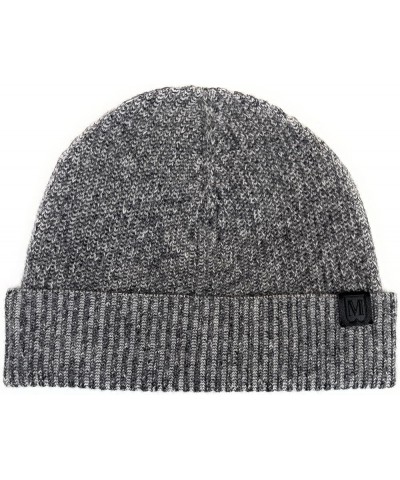 100% Italian Cashmere Hat for Men – Men's Knit Winter Beanie Grey 2-tone Ribbed $26.47 Skullies & Beanies