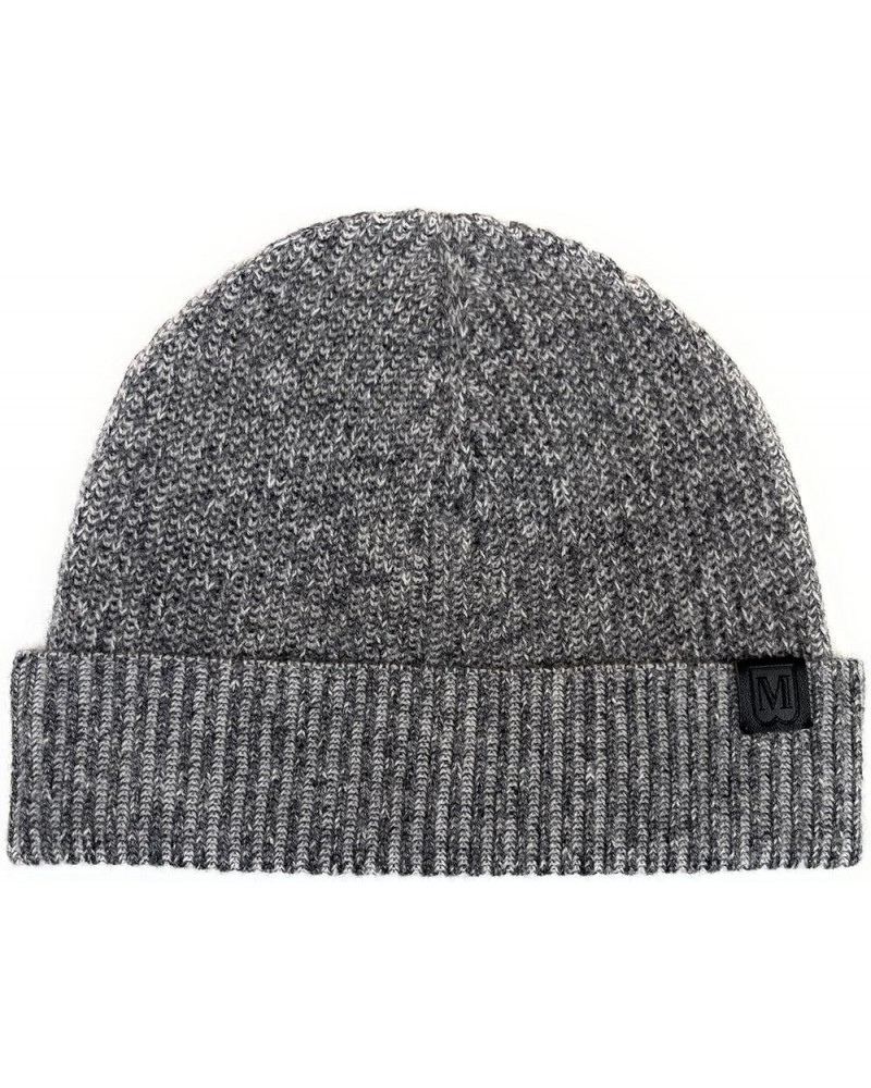 100% Italian Cashmere Hat for Men – Men's Knit Winter Beanie Grey 2-tone Ribbed $26.47 Skullies & Beanies