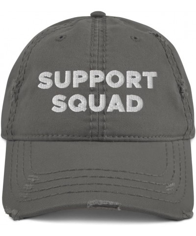 Support Squad Hat, Breast Cancer Awareness (Embroidered Distressed Dad Cap) Charcoal Grey $16.94 Baseball Caps