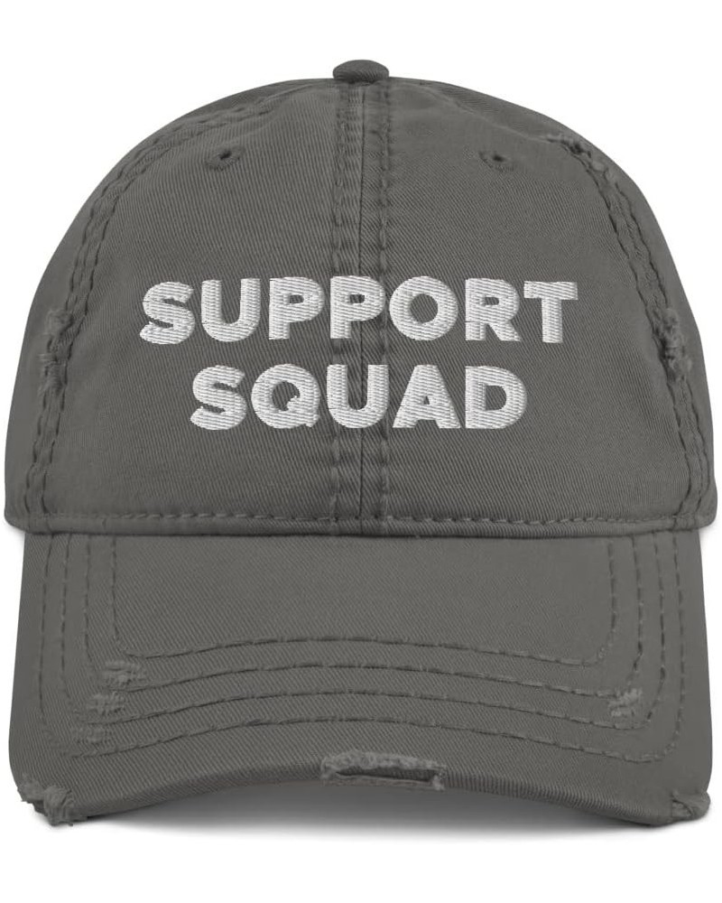 Support Squad Hat, Breast Cancer Awareness (Embroidered Distressed Dad Cap) Charcoal Grey $16.94 Baseball Caps