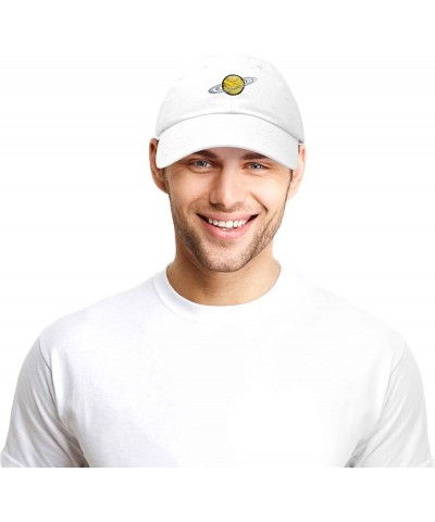 Embroidered Saturn Baseball Cap Cotton Dad Hat Men White $10.98 Baseball Caps