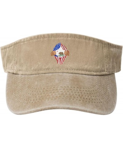 Hand Tear Flag of California Sun Hat Sun Visor Hats for Women Men Baseball Cap Golf Hats Natural $10.41 Visors