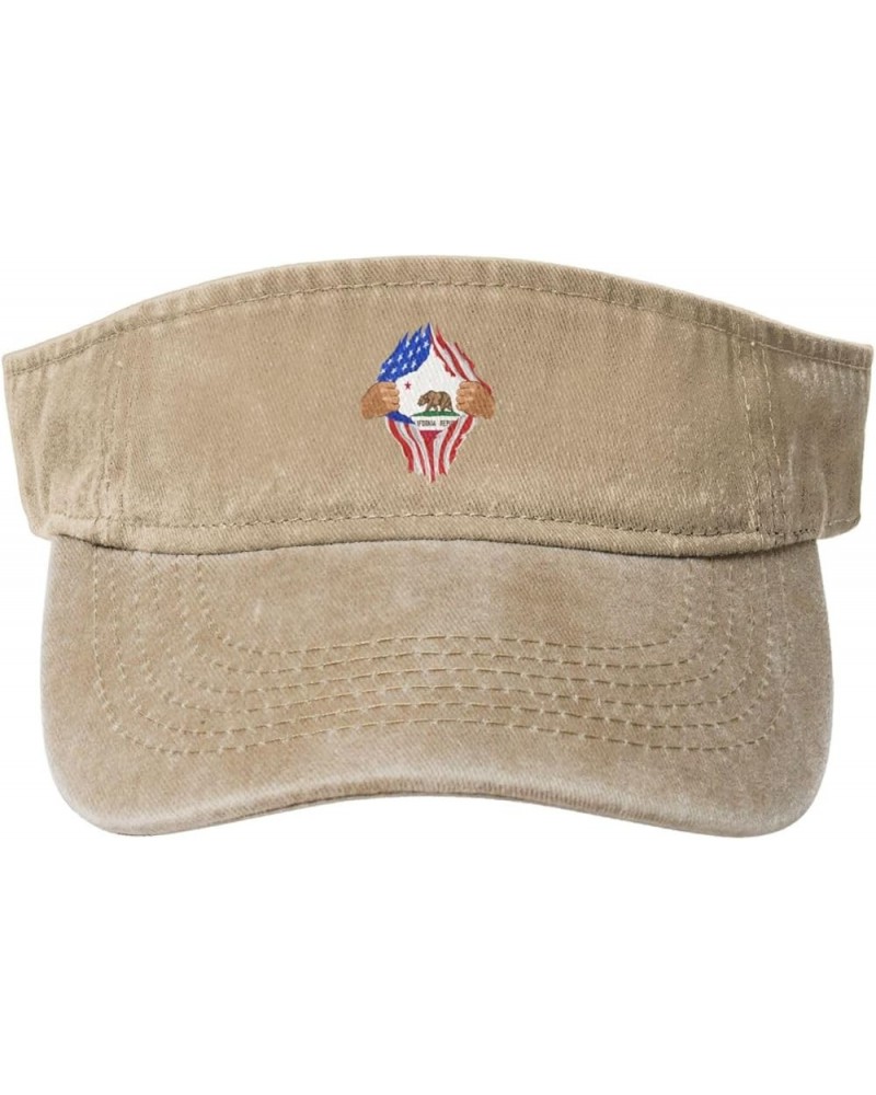 Hand Tear Flag of California Sun Hat Sun Visor Hats for Women Men Baseball Cap Golf Hats Natural $10.41 Visors