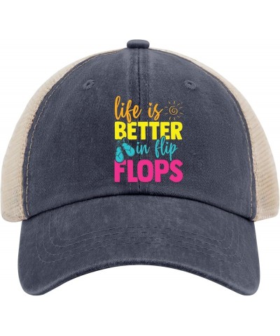 Life Is Better in Flip Flops Trucker Hat Anime Hat AllBlack Men Hats Gifts for Women Cycling Cap Purplish Blue01 $10.29 Baseb...