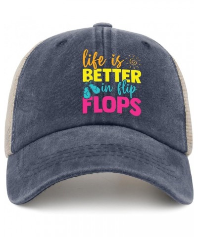 Life Is Better in Flip Flops Trucker Hat Anime Hat AllBlack Men Hats Gifts for Women Cycling Cap Purplish Blue01 $10.29 Baseb...