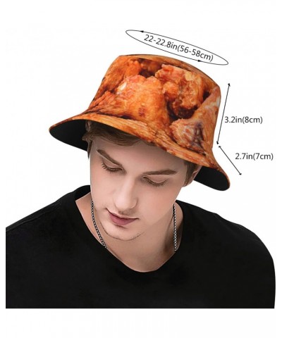 Beer and Fried Chicken Legs Bucket Hats for Women Men Packable Fisherman Summer Beach Sun Cap Hat Black $13.49 Bucket Hats