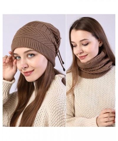 Women Stretchy Knitted Skullies Beanies Hat Solid Snood Scarf Warm Beanie for Womem Autumn Winter Female Beanie Cap Wine Red ...