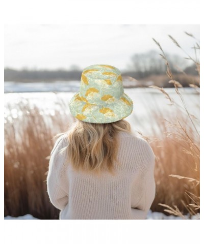 Swan Women Winter Faux Fur Bucket Hat, Fluffy Fuzzy Warm Hats, Plush Fisherman Cap Ginkgo $15.65 Bucket Hats