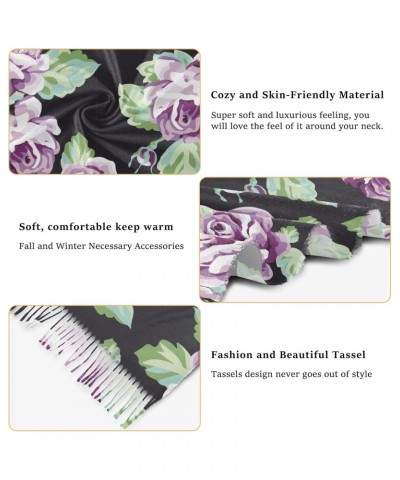 Scarf for Women Purple Rose Pashmina Soft Cashmere Scarf Tassel Shawl Scarf Wraps Warm for Fall Winter 86×30 inch $10.92 Scarves