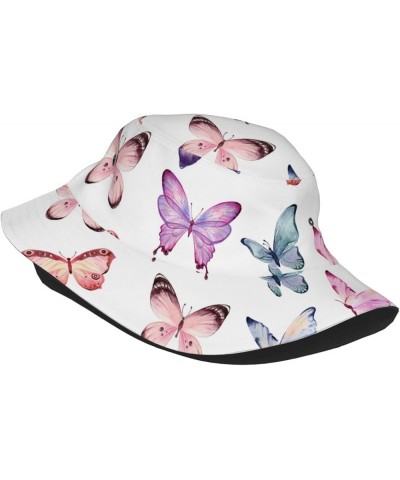 Unisex Lightweight Fashion Printed Cotton Bucket Hat Packable Outdoor Summer Travel Beach Sun Hat for Men Women Butterfly $11...