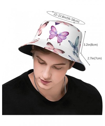 Unisex Lightweight Fashion Printed Cotton Bucket Hat Packable Outdoor Summer Travel Beach Sun Hat for Men Women Butterfly $11...