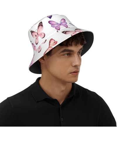 Unisex Lightweight Fashion Printed Cotton Bucket Hat Packable Outdoor Summer Travel Beach Sun Hat for Men Women Butterfly $11...