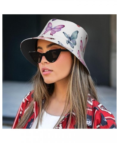 Unisex Lightweight Fashion Printed Cotton Bucket Hat Packable Outdoor Summer Travel Beach Sun Hat for Men Women Butterfly $11...