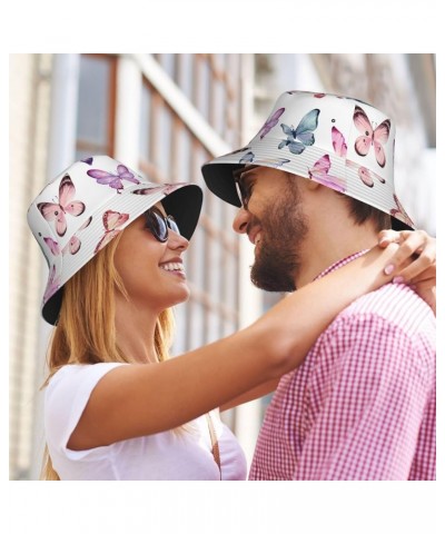 Unisex Lightweight Fashion Printed Cotton Bucket Hat Packable Outdoor Summer Travel Beach Sun Hat for Men Women Butterfly $11...