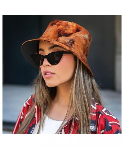 Beer and Fried Chicken Legs Bucket Hats for Women Men Packable Fisherman Summer Beach Sun Cap Hat Black $13.49 Bucket Hats