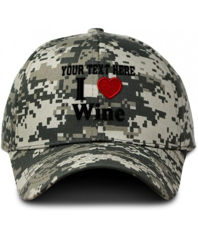 Custom Camo Baseball Cap I (Love) Wine Red Heart Hobbies Lovers Cotton Pixel Camo Personalized Text Here $13.44 Baseball Caps