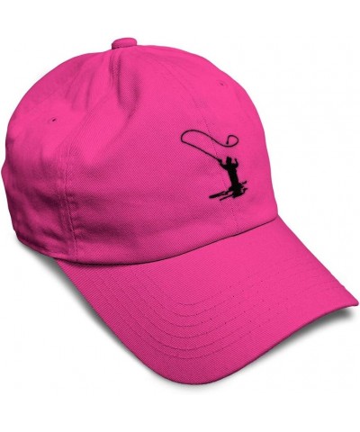 Soft Baseball Cap Man Fishing A Embroidery Fishing Silhouette Twill Cotton Hobby Dad Hats for Men & Women Hot Pink Design Onl...