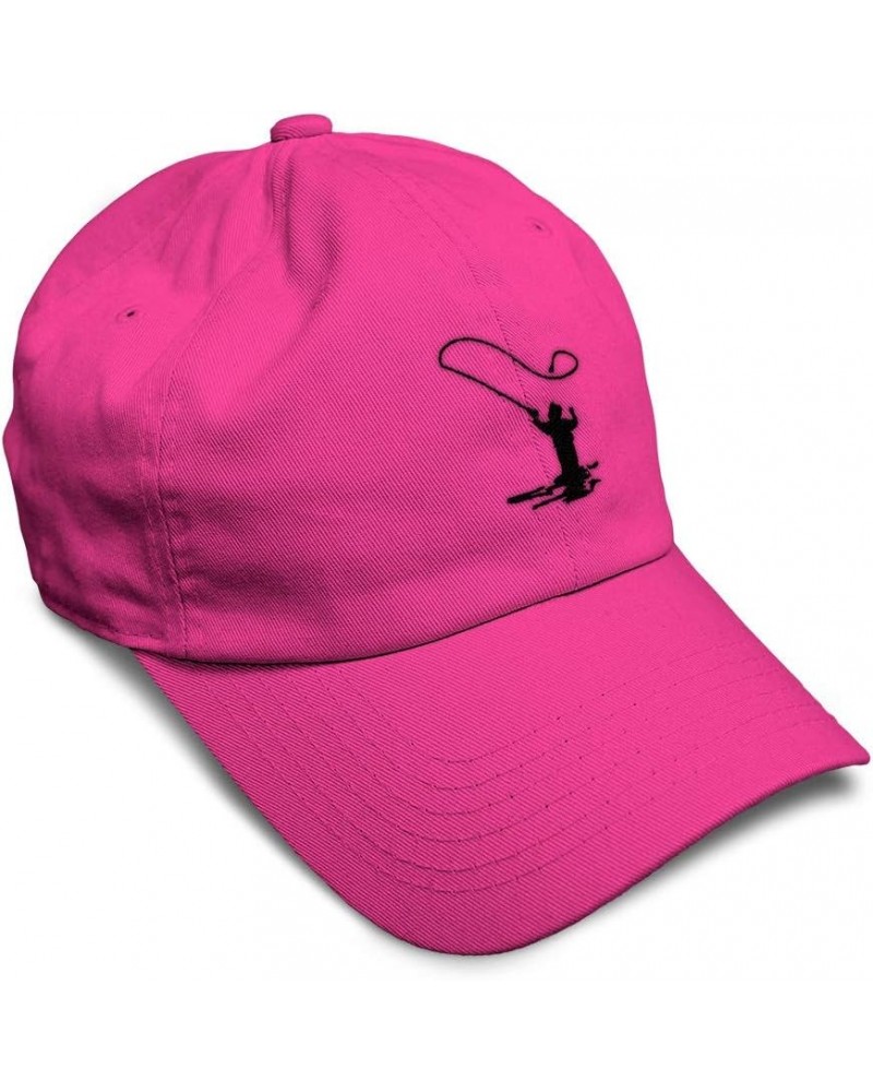 Soft Baseball Cap Man Fishing A Embroidery Fishing Silhouette Twill Cotton Hobby Dad Hats for Men & Women Hot Pink Design Onl...