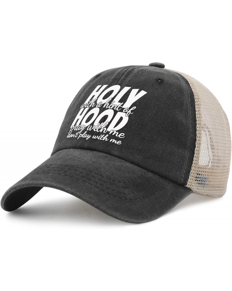 Hat for Womens Retro Half Hood Half Holy Country Hat Men AllBlack Cap Fashionable Unique Gifts for Drivers Allblack $11.86 Ba...