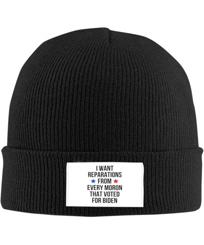 I Want Reparations from Every Moron That Voted for Biden Funny Gifts Beanie Hat Adult Skull Cap Knit Hat Black Black $9.79 Sk...