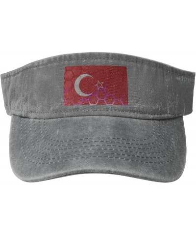 Flag of Hatay Sun Visor Hats for Women Men Adjustable Sports Sun Hats Cotton Golf Cap Gray $10.20 Visors