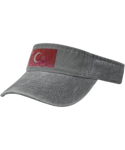 Flag of Hatay Sun Visor Hats for Women Men Adjustable Sports Sun Hats Cotton Golf Cap Gray $10.20 Visors