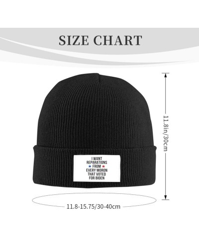 I Want Reparations from Every Moron That Voted for Biden Funny Gifts Beanie Hat Adult Skull Cap Knit Hat Black Black $9.79 Sk...