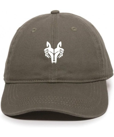 Wolf Pack Dad Baseball Cap Embroidered Cotton Adjustable Dad Hat Olive $11.75 Baseball Caps