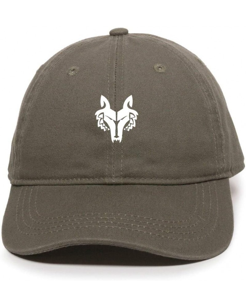 Wolf Pack Dad Baseball Cap Embroidered Cotton Adjustable Dad Hat Olive $11.75 Baseball Caps