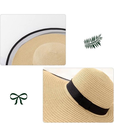 Women's Outdoor UV-Protection-Foldable Straw Panama Hat Fedora Bucket Hat for Hiking Summer Beach Travel Garden G3-khaki $8.7...