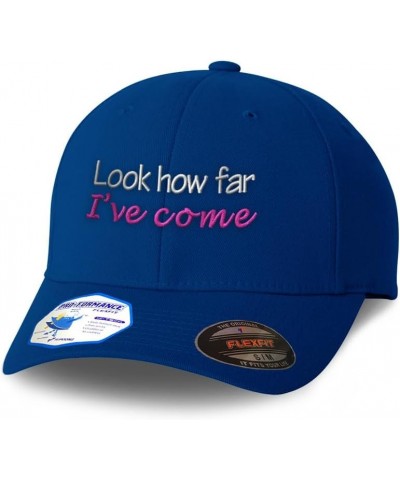 Flexfit Hats for Men & Women Look How Far I've Come Polyester Dad Hat Baseball Cap Royal Blue $18.19 Baseball Caps