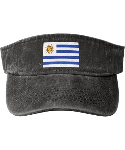 Flag of Uruguay Sun Visor Hats for Women Men Adjustable Sports Sun Hats Cotton Golf Cap Black $13.84 Visors