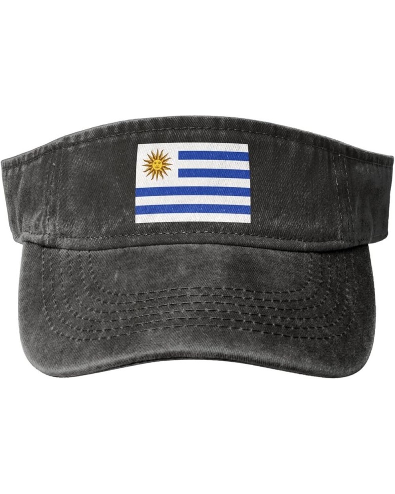 Flag of Uruguay Sun Visor Hats for Women Men Adjustable Sports Sun Hats Cotton Golf Cap Black $13.84 Visors