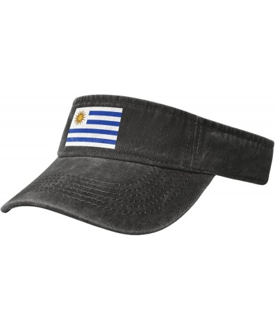 Flag of Uruguay Sun Visor Hats for Women Men Adjustable Sports Sun Hats Cotton Golf Cap Black $13.84 Visors