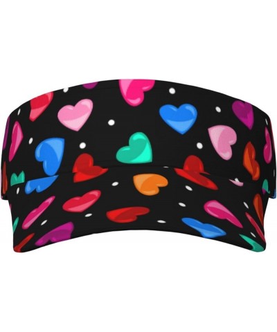 Cute Valentine's Day Hearts Print Sun Sport Visor Hats Red Hearts Empty Top Baseball Sun Cap for Men Women Valentine's Day /1...