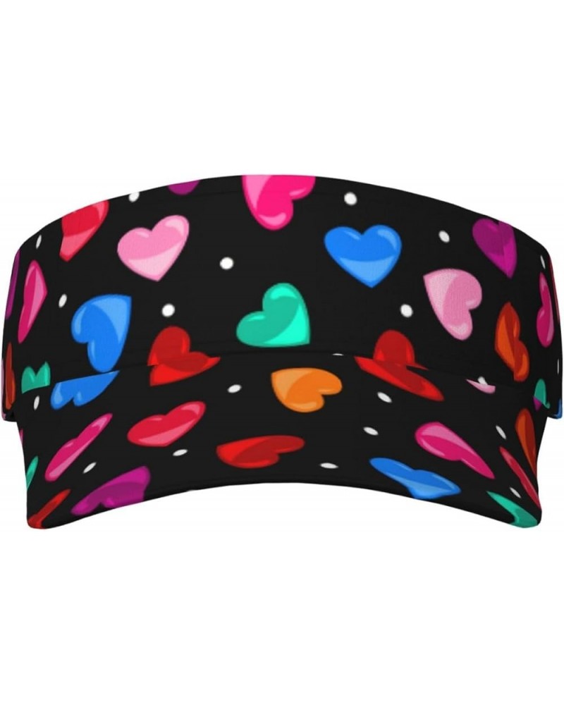 Cute Valentine's Day Hearts Print Sun Sport Visor Hats Red Hearts Empty Top Baseball Sun Cap for Men Women Valentine's Day /1...