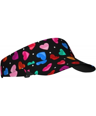 Cute Valentine's Day Hearts Print Sun Sport Visor Hats Red Hearts Empty Top Baseball Sun Cap for Men Women Valentine's Day /1...