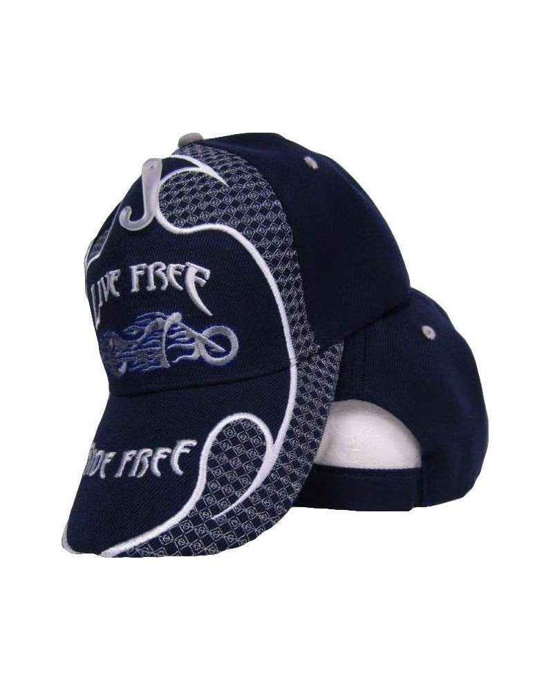 Dad Hat Dark Blue Live Free Ride Free Motorcycle Baseball Cap Hat CAP890A (TOPW) $26.31 Baseball Caps