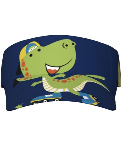 Dinosaurs Adventure with Palms and Tropical Leaves Visor Hats for Women Summer Outdoor Sports Running Cap Dino Playing Roller...