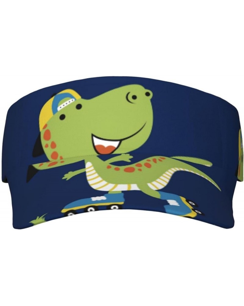 Dinosaurs Adventure with Palms and Tropical Leaves Visor Hats for Women Summer Outdoor Sports Running Cap Dino Playing Roller...