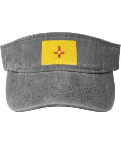 Flag of New Mexico Sun Visor Hats for Women Men Sun Hat Vintage Golf Hat Adjustable Baseball Cap Gray $11.88 Visors