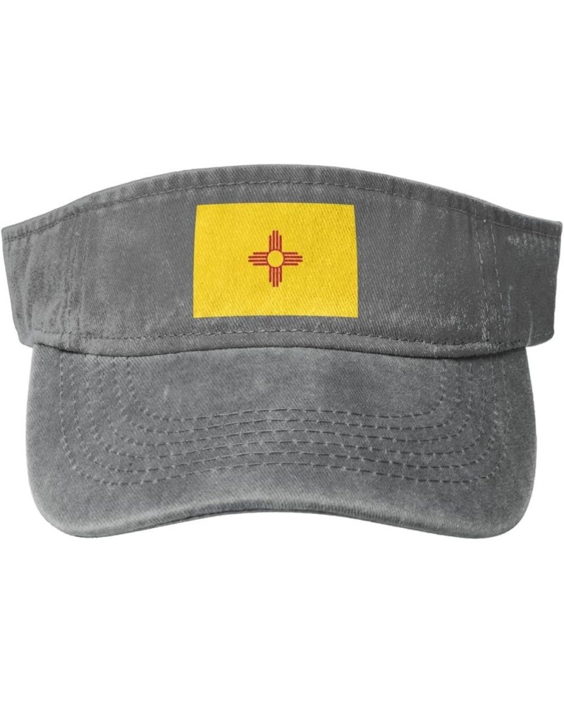 Flag of New Mexico Sun Visor Hats for Women Men Sun Hat Vintage Golf Hat Adjustable Baseball Cap Gray $11.88 Visors