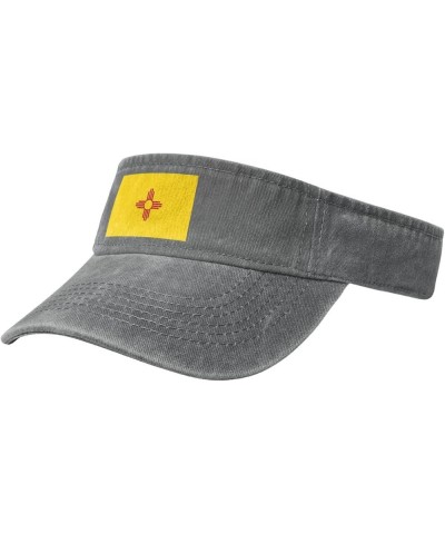 Flag of New Mexico Sun Visor Hats for Women Men Sun Hat Vintage Golf Hat Adjustable Baseball Cap Gray $11.88 Visors