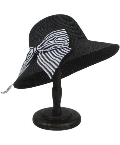 Women's Summer Straw Hat Dome Beach Sun Hat Black $19.09 Sun Hats