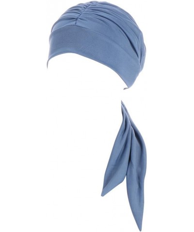 Muslim Women's Turban Hat,Hijab Cap Head Wrap Long Tail Knot Turban Hat Elastic Turban Head Wraps Blue $8.77 Skullies & Beanies