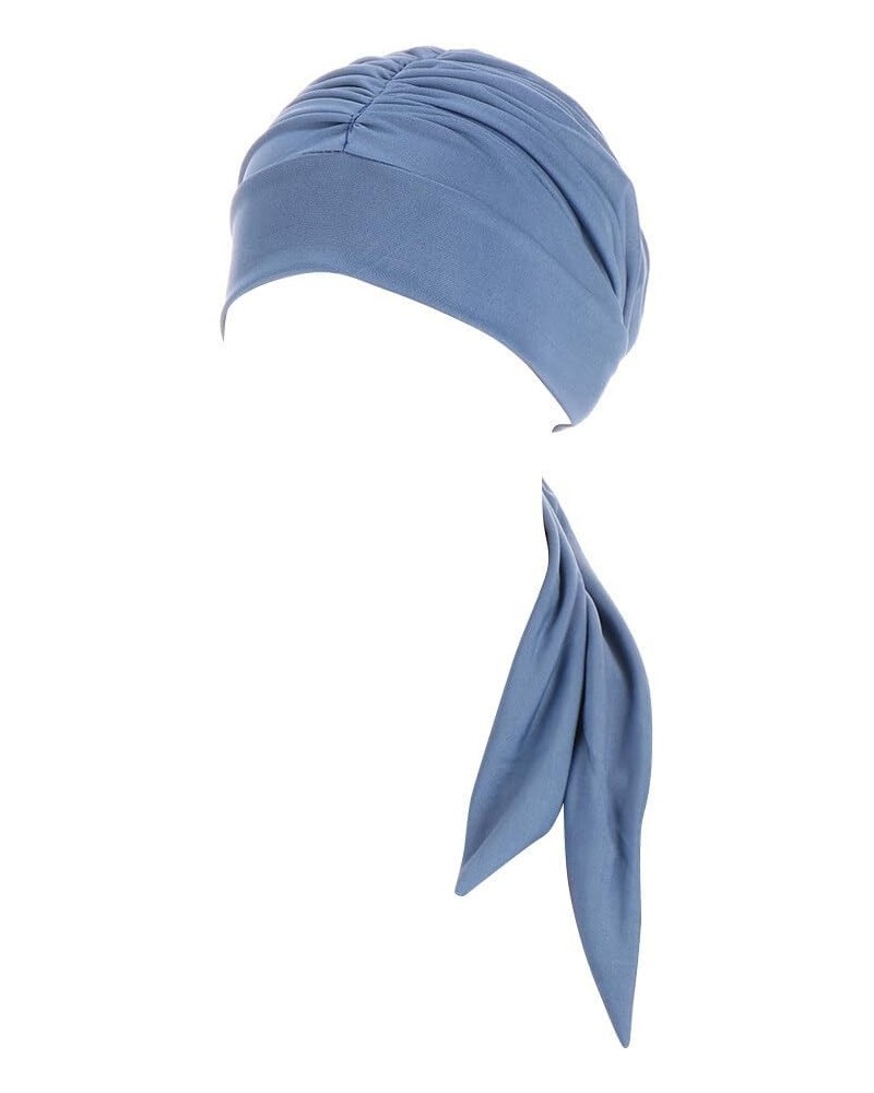 Muslim Women's Turban Hat,Hijab Cap Head Wrap Long Tail Knot Turban Hat Elastic Turban Head Wraps Blue $8.77 Skullies & Beanies