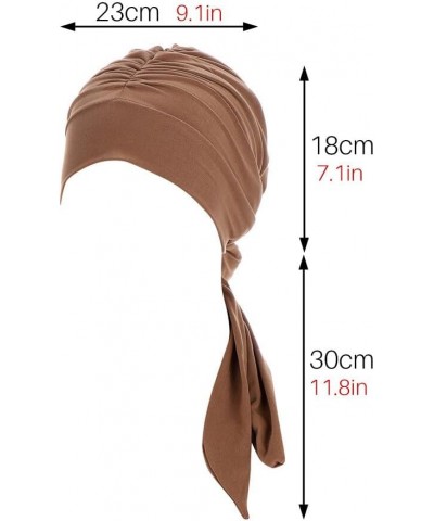 Muslim Women's Turban Hat,Hijab Cap Head Wrap Long Tail Knot Turban Hat Elastic Turban Head Wraps Blue $8.77 Skullies & Beanies