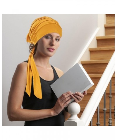 Muslim Women's Turban Hat,Hijab Cap Head Wrap Long Tail Knot Turban Hat Elastic Turban Head Wraps Blue $8.77 Skullies & Beanies