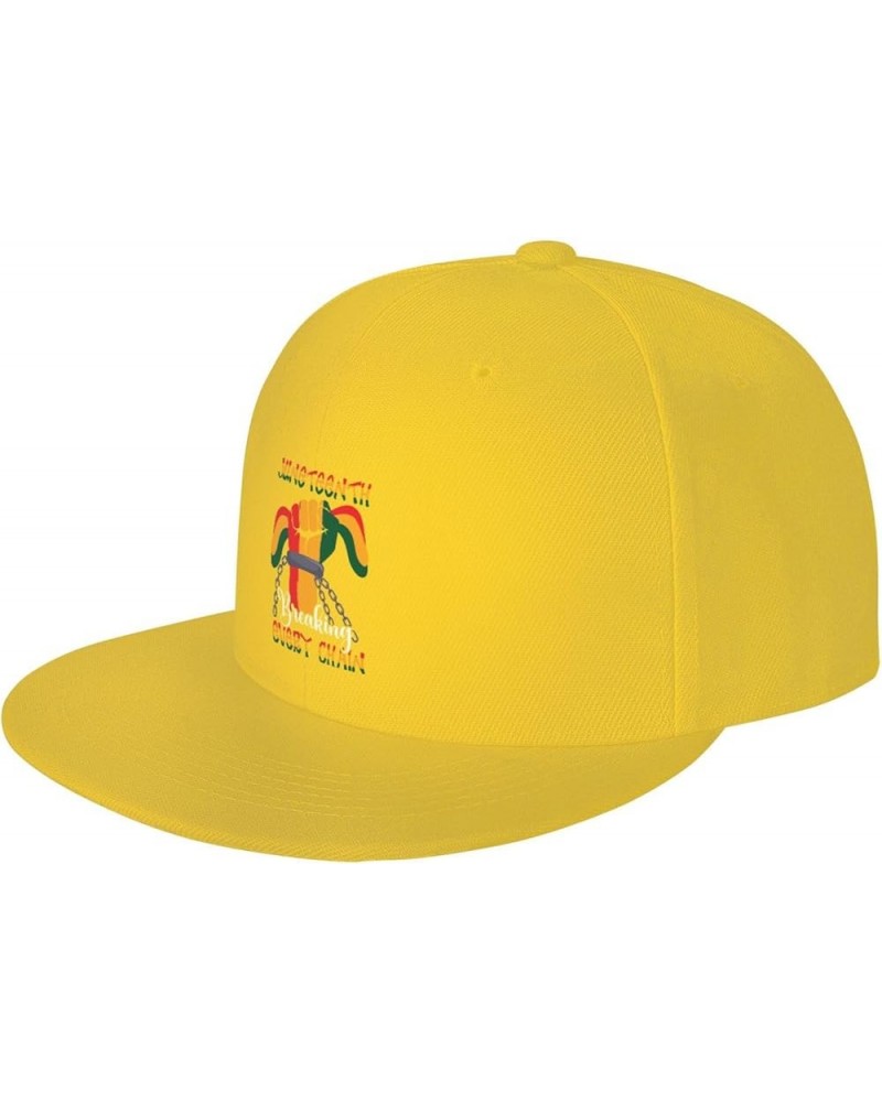 Juneteenth Breaking Every Chain Baseball Cap for Men Women Snapback Hat Trucker Flat Bill Caps Sun Hat Yellow $12.97 Baseball...