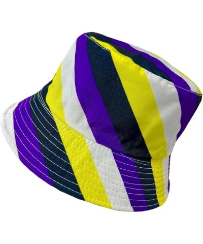 New! Pride Unisex Bucket Hat Reversible Double-Side-Wear Packable for Travel, Outdoors, and Beach Purple/Black/Yellow/White S...